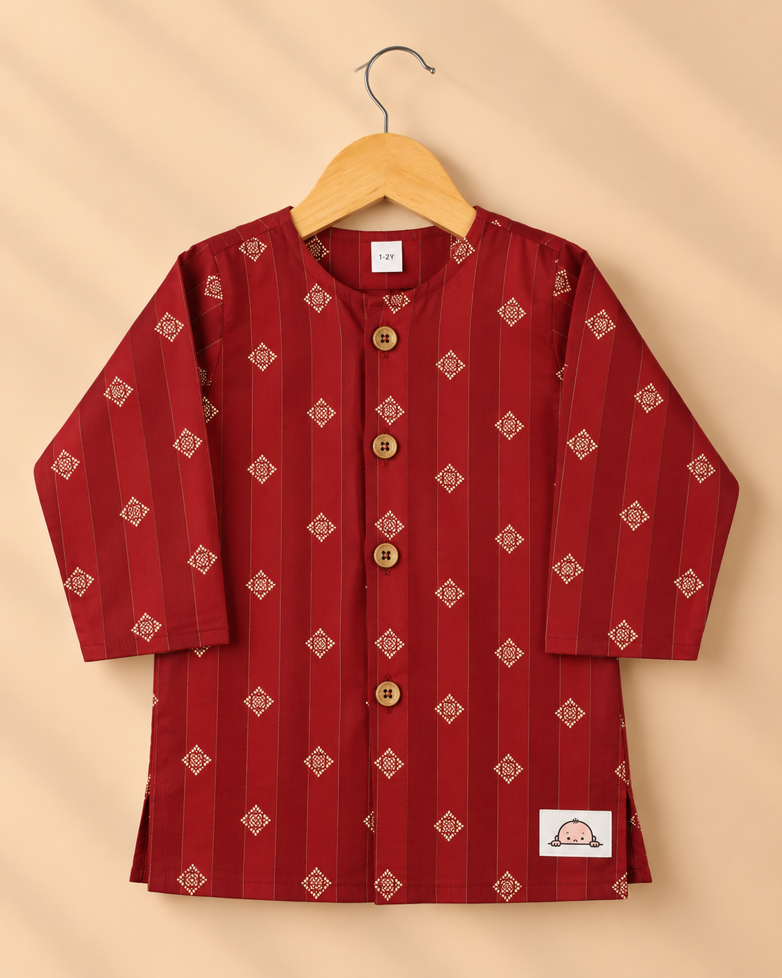 The Royal Heir – Maroon Printed Kurta & White Pajama Set