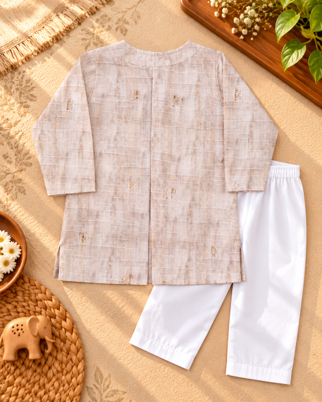 Little Nawab – Light Pink Printed Kurta Pajama Set