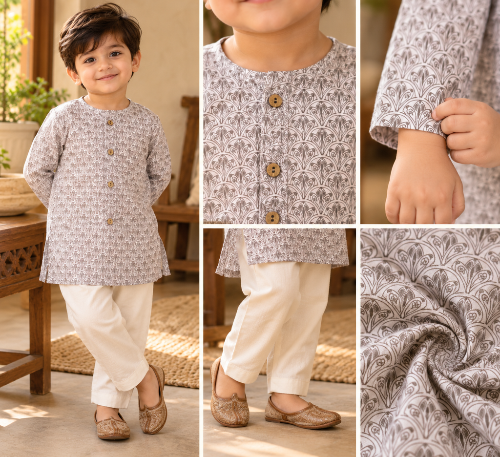 The Little Maharaja - Printed Kurta & Pajama Set for Boys | Little boy, royal charm. ✨