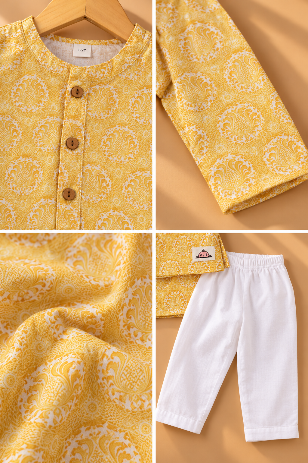 Kalyuga Little Maharaja – Mustard Heritage Kurta Set