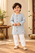 The Little Prince – Grey Printed Kurta & White Pajama Set