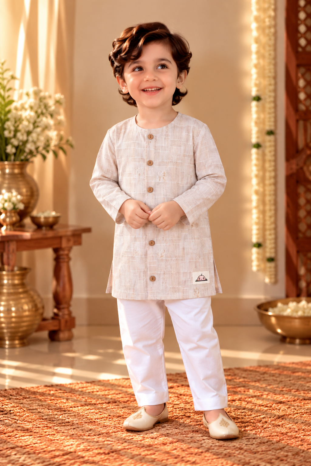 Little Nawab – Light Pink Printed Kurta Pajama Set