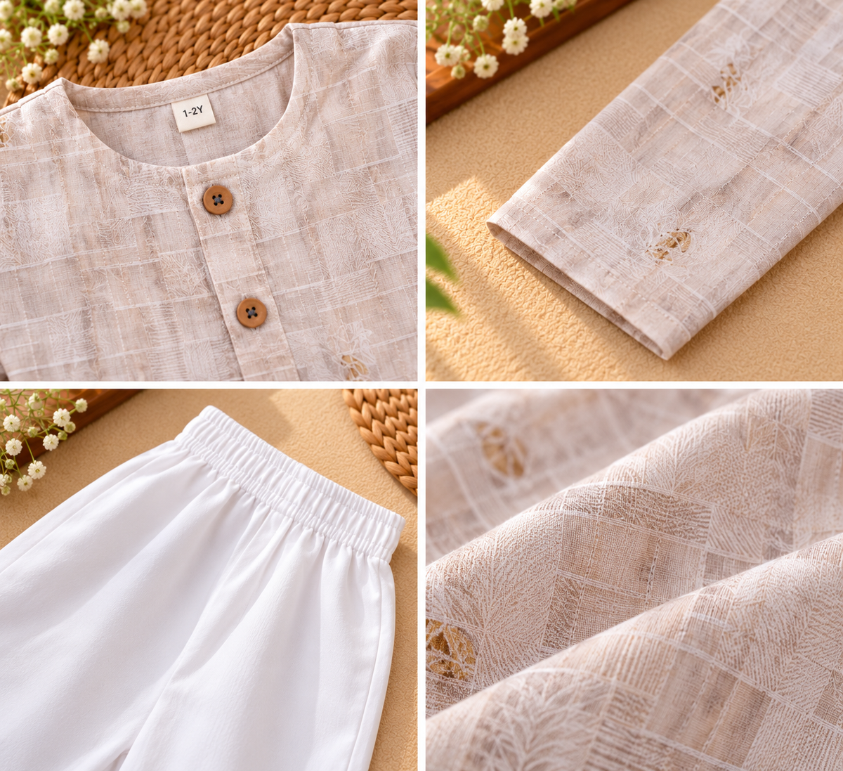 Little Nawab – Light Pink Printed Kurta Pajama Set